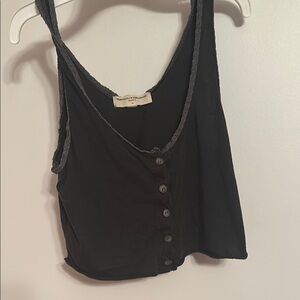 Urban Outfitters Black Cropped Buttoned Tank Top